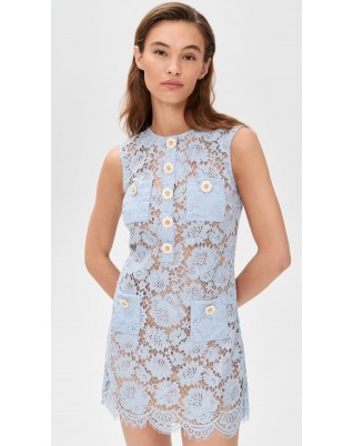 Women's Blue Delicate Lace Mini Dress Women's Blue Delicate Lace Mini Dress