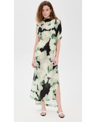 Women's Blurry Flower Green Dress