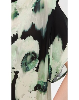 Women's Blurry Flower Green Dress