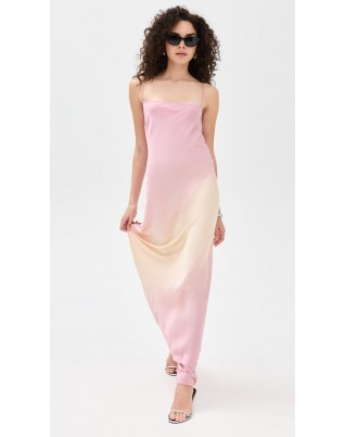 Women's satin pink suspender dress